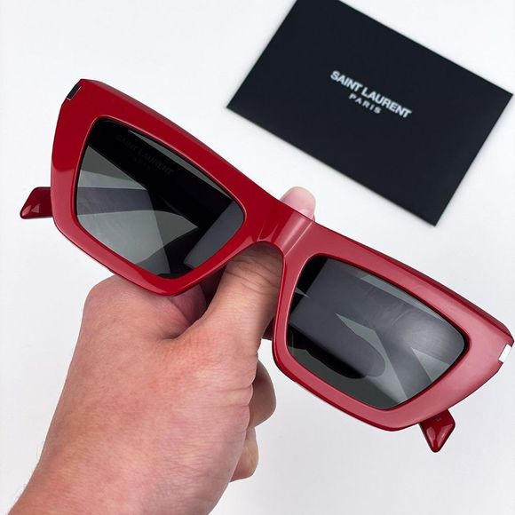 Saint Laurent SL467 003 Sunglasses Red Grey Cat Eye Women
